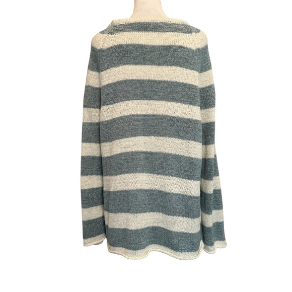 LOFT Blue and Cream Crew Neck Sweater - Picture 2 of 11